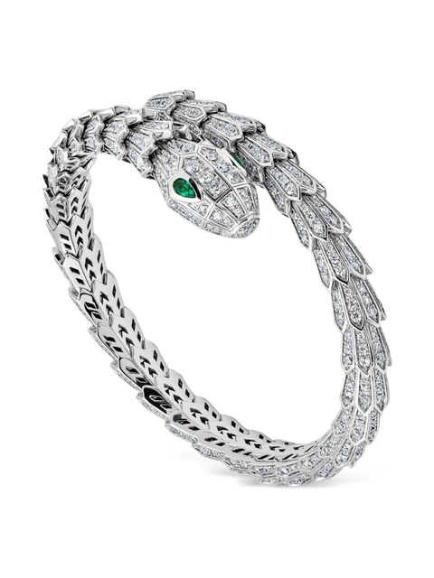 Bvlgari 18K white gold large Serpenti emerald and diamond bracelet - Silver - zdjęcie produktu nr 2