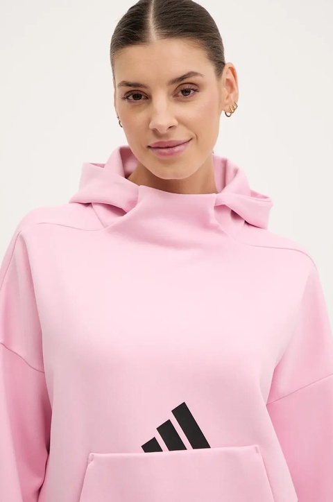 adidas bluza Z.N.E. damska kolor różowy z kapturem z nadrukiem JD5992 - zdjęcie produktu nr 2