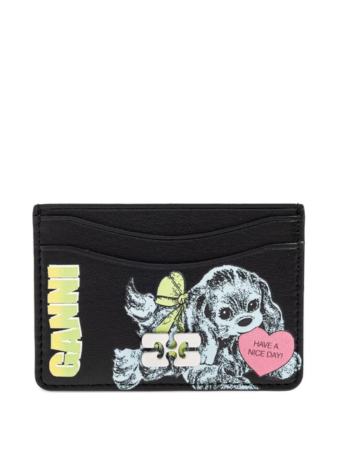 GANNI puppy-print cardholder - Black - zdjęcie produktu nr 1