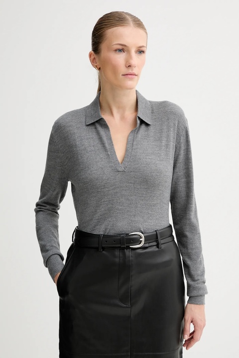 Calvin Klein sweter z dodatkiem wełny damski kolor szary lekki LV044A305G - zdjęcie produktu nr 1