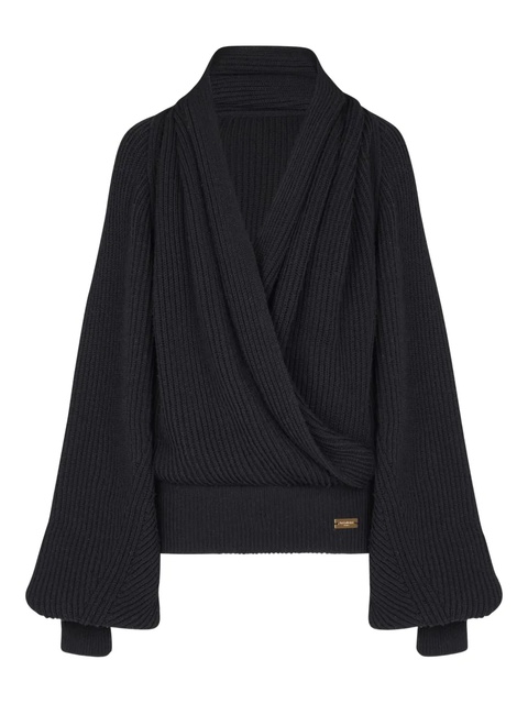 Balmain ribbed-knit hoodie - Black - zdjęcie produktu nr 1