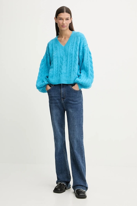 Answear.LAB sweter z wełną damski kolor niebieski ciepły - zdjęcie produktu nr 2