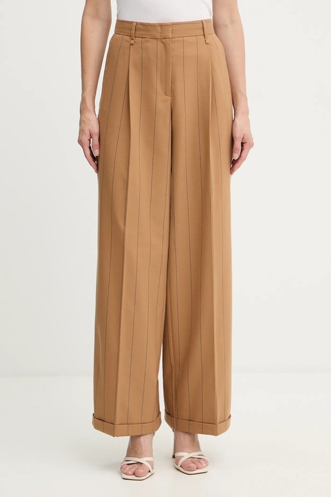 MAX&Co. spodnie damskie kolor brązowy proste high waist 2526136053200 - zdjęcie produktu nr 1