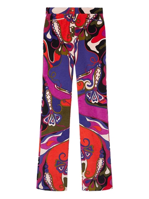 PUCCI orchid-print straight velvet trousers - Purple - zdjęcie produktu nr 1