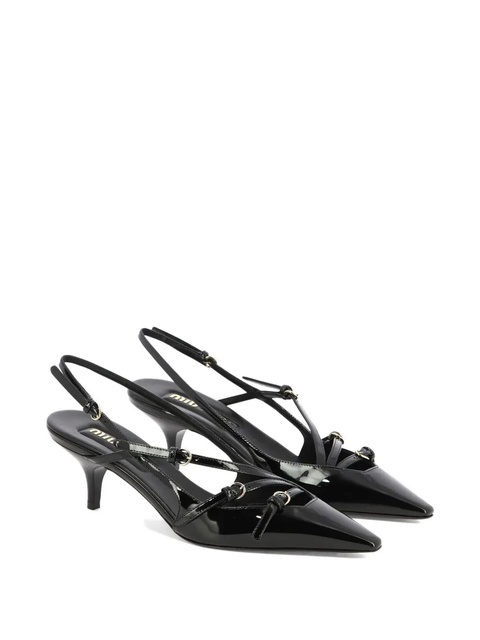 Miu Miu 45mm patent-leather slingback pumps - Black - zdjęcie produktu nr 1