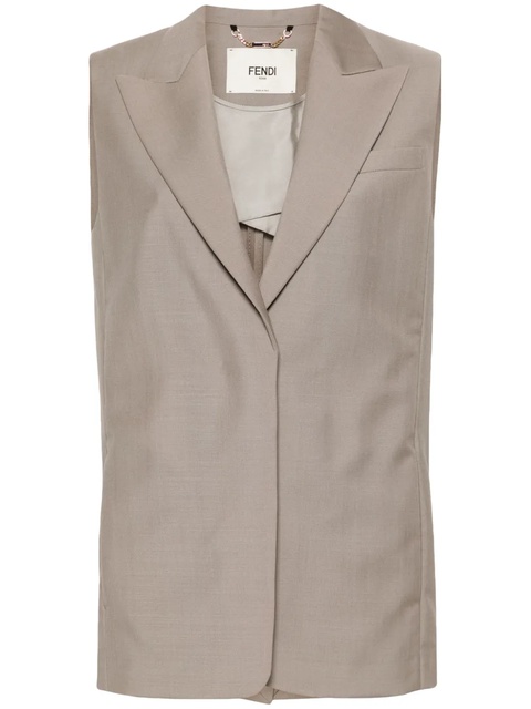 FENDI embroidered-logo mohair-wool waistcoat - Brown - zdjęcie produktu nr 1