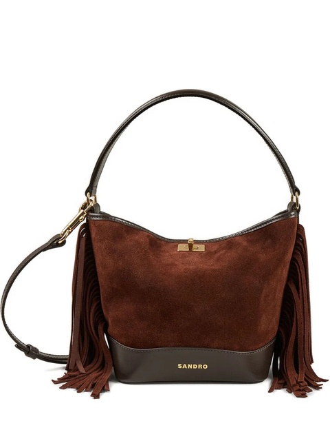 SANDRO Tangoso fringe suede crossbody bag - Brown - zdjęcie produktu nr 1