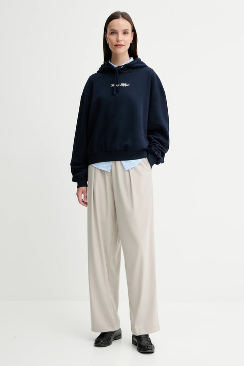 Tommy Hilfiger bluza damska kolor granatowy z kapturem z nadrukiem WW0WW47459 - zdjęcie produktu nr 2