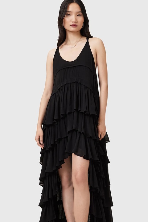 AllSaints sukienka CAVARLY kolor czarny maxi rozkloszowana W206DC - zdjęcie produktu nr 2