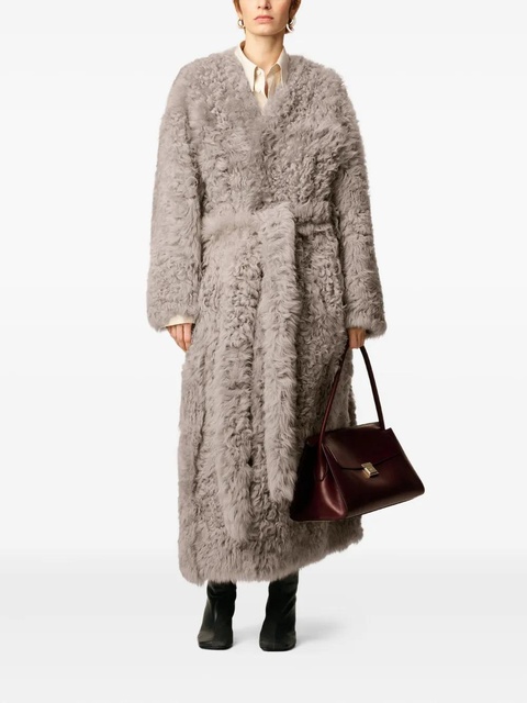 AMI Paris shearling belted coat - Grey - zdjęcie produktu nr 2