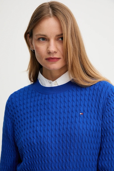 Tommy Hilfiger sweter bawełniany kolor niebieski lekki WW0WW44993 - zdjęcie produktu nr 2