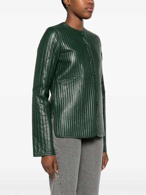 TOTEME Linear-Quilted leather jacket - Green - zdjęcie produktu nr 2