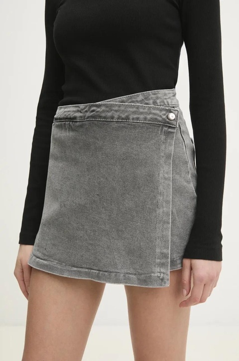 Answear.LAB spódnicospodnie jeansowe damskie kolor szary gładkie high waist - zdjęcie produktu nr 1