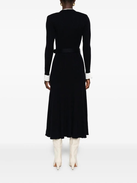 Self-Portrait button-detailed ribbed-knit maxi dress - Blue - zdjęcie produktu nr 2
