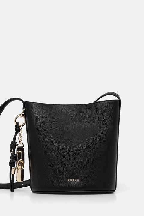 Furla torebka skórzana kolor czarny WE00859 ARE000 O6000 - zdjęcie produktu nr 1