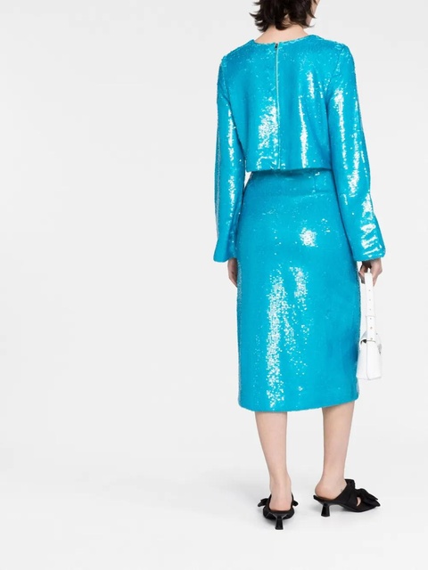 GANNI sequin-embellished midi skirt - Blue - zdjęcie produktu nr 2