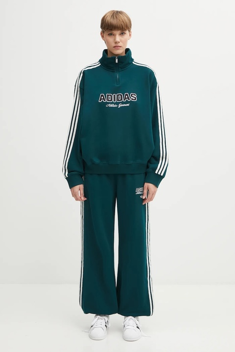 adidas Originals bluza bawełniana Quarter Zip damska kolor zielony z aplikacją KF2309 - zdjęcie produktu nr 2