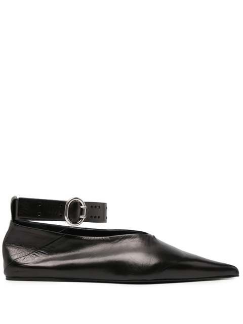 Jil Sander pointed-toe leather ballerina shoes - Black - zdjęcie produktu nr 1