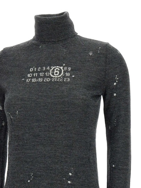 MM6 Maison Margiela distressed wool sweater - Grey - zdjęcie produktu nr 2