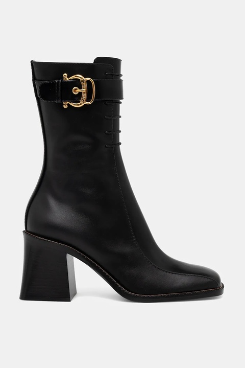 Pollini botki skórzane kolor czarny na słupku PA24058M0NPC100A - zdjęcie produktu nr 2