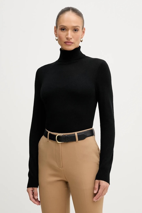 Sisley sweter damski kolor czarny lekki z golfem 11BAM201C - zdjęcie produktu nr 1