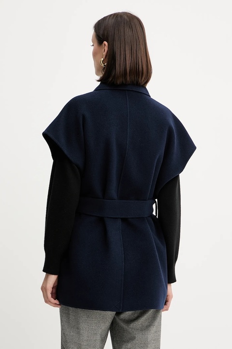 Weekend Max Mara bezrękawnik z wełną ELEGIA kolor granatowy przejściowy 2525276021600 - zdjęcie produktu nr 2