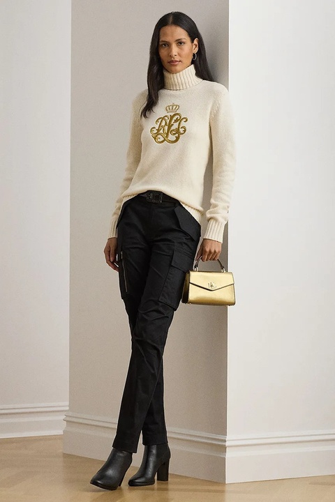 Lauren Ralph Lauren sweter z dodatkiem wełny damski kolor beżowy z golfem 200979687 - zdjęcie produktu nr 2