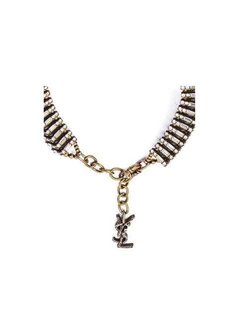 Saint Laurent pyramid crystal-embellished necklace - Gold - zdjęcie produktu nr 2