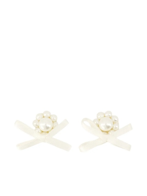 Simone Rocha pearl-embellished bow earrings - White - zdjęcie produktu nr 1