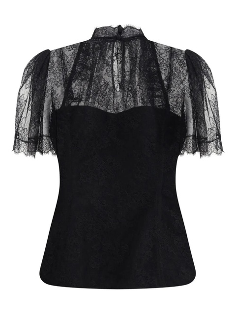 Alexander McQueen high-neck ruffled lace top - Black - zdjęcie produktu nr 2