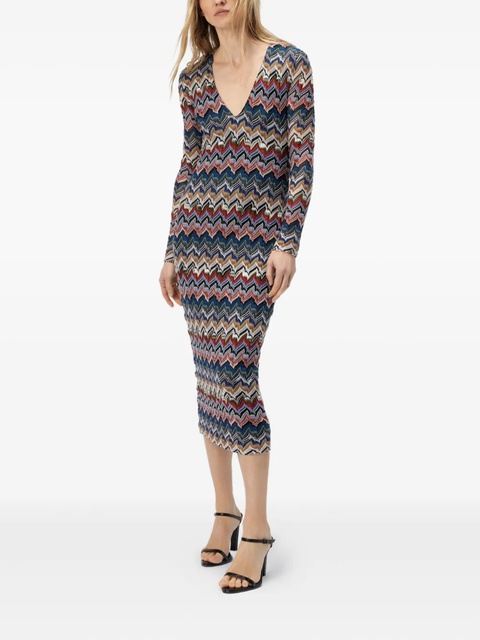 Missoni geometric-pattern long-sleeve dress - Blue - zdjęcie produktu nr 2