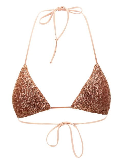 MC2 Saint Barth Leah sequined triangle bikini top - Brown - zdjęcie produktu nr 1