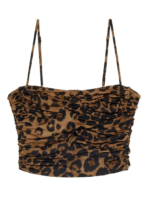 Blumarine ruched leopard-print cropped top - Brown - zdjęcie produktu nr 1