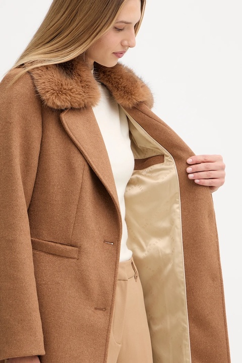 Guess płaszcz z dodatkiem wełny KAROLE kolor brązowy W5BL19 W2642 - zdjęcie produktu nr 2