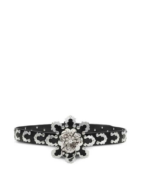 Blumarine flower-appliqué leather belt - Black - zdjęcie produktu nr 1