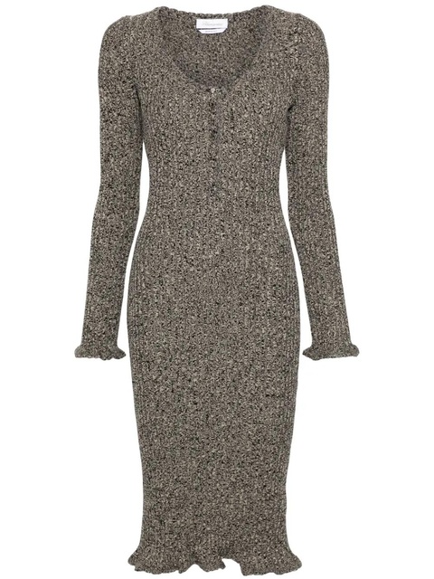 Blumarine mélange ruffled ribbed midi dress - Neutrals - zdjęcie produktu nr 1