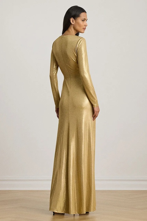 Lauren Ralph Lauren sukienka kolor złoty maxi rozkloszowana 253979967 - zdjęcie produktu nr 2