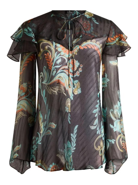 ETRO ruffled floral print blouse - Black - zdjęcie produktu nr 1