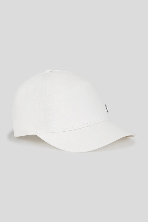 Karl Lagerfeld czapka z daszkiem bawełniana IKON kolor biały gładka A3W33139 - zdjęcie produktu nr 1
