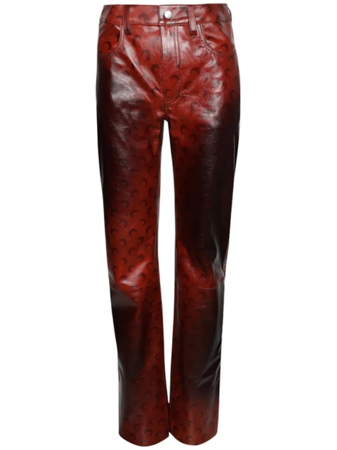 Marine Serre airbrushed leather straight-leg trousers - Red - zdjęcie produktu nr 1