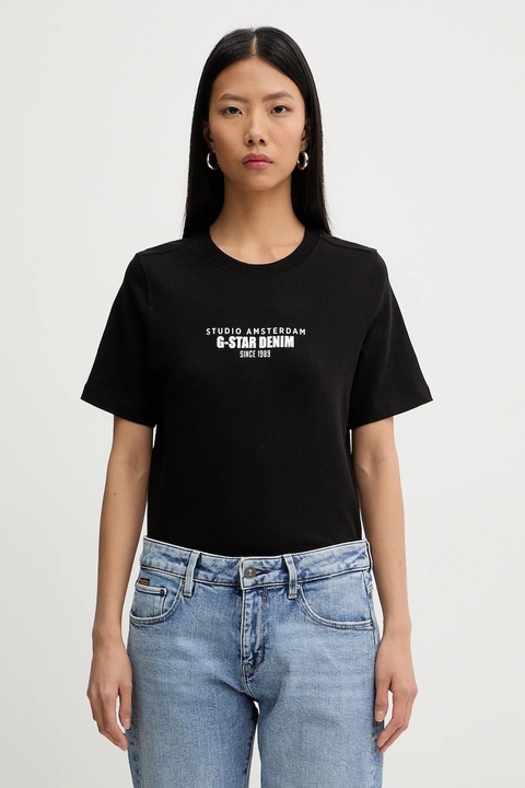 G-Star t-shirt bawełniany damski kolor czarny D27976-C336 - zdjęcie produktu nr 1