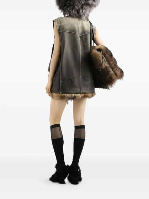 Dolce & Gabbana V-neck leather vest - Brown - zdjęcie produktu nr 2