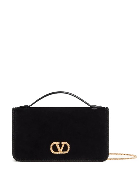 Valentino Garavani suede flap shoulder bag - Black - zdjęcie produktu nr 1