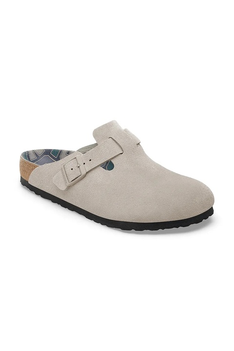Birkenstock klapki zamszowe Boston Varsity damskie kolor szary 1030615 - zdjęcie produktu nr 1