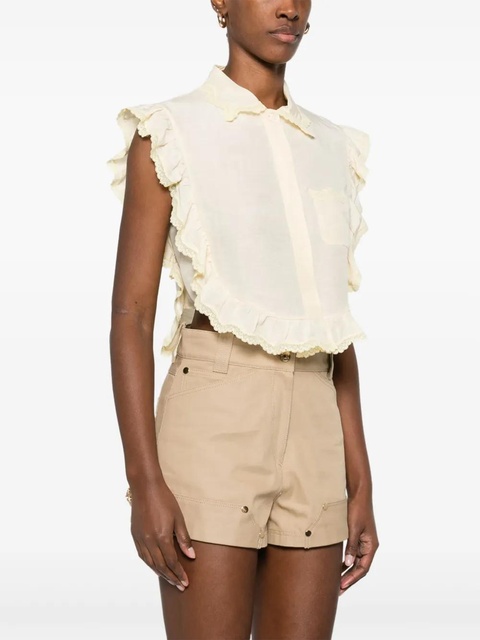 SANDRO slub-texture shirt - Yellow - zdjęcie produktu nr 2