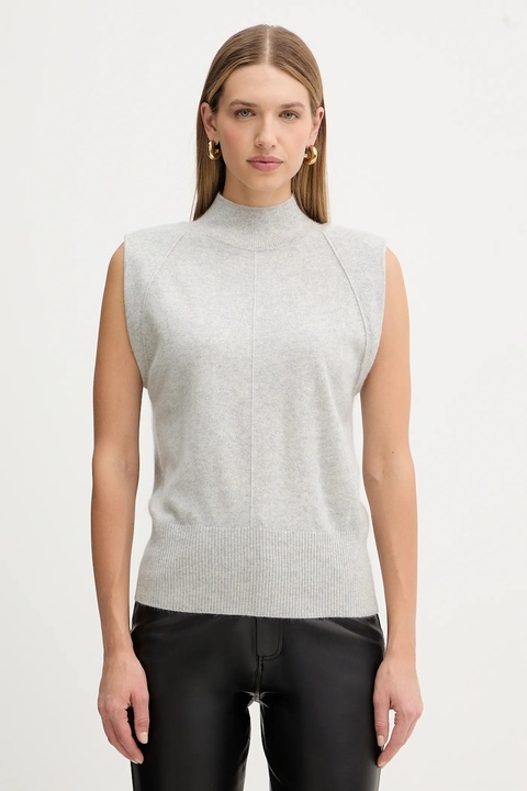 BOSS kamizelka kaszmirowa damski kolor szary lekki z półgolfem 50548506 - zdjęcie produktu nr 1