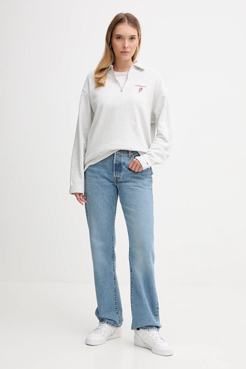 Tommy Jeans bluza bawełniana damska kolor szary gładka DW0DW22182 - zdjęcie produktu nr 2