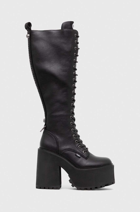 Buffalo kozaki Killah Lace Up Hi damskie kolor czarny na słupku 1622377 - zdjęcie produktu nr 1