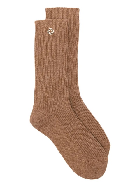 Maje flower-appliqué ribbed socks - Brown - zdjęcie produktu nr 2