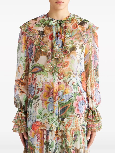 ETRO ruffled floral-print silk shirt - Green - zdjęcie produktu nr 2